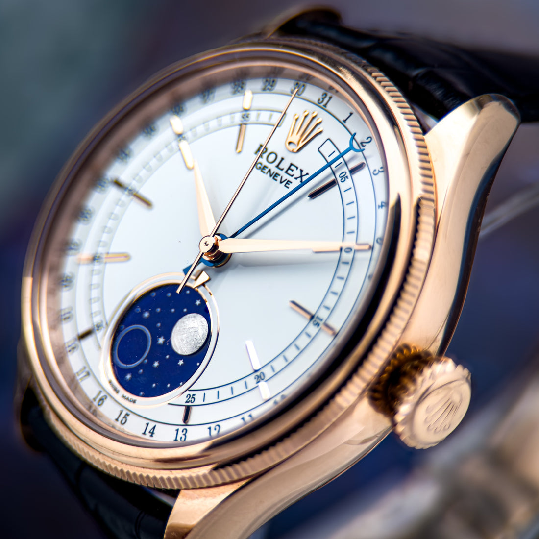Rolex Cellini Moonphase Everose / White / Alligator