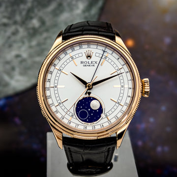 Rolex Cellini Moonphase Everose / White / Alligator