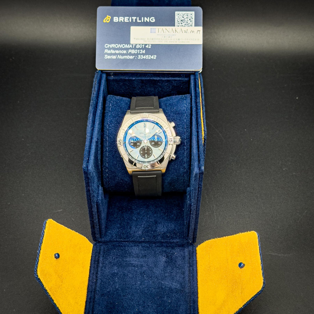 Breitling Chronomat 42 B01 42 Ice Blue Dial Platinum Bezel (PB0134101C1S1)
