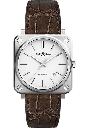 Bell & Ross BR S-92 White Steel Watch - Alligator Strap