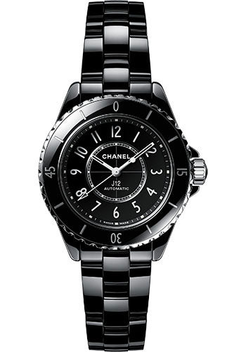 Chanel J12 Automatic Watch - 33mm Black Ceramic And Steel Case - Black Dial - Black Ceramic Bracelet - H5696