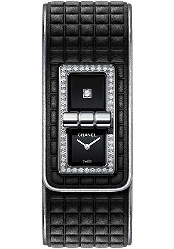 Chanel CODE COCO Leather Quartz Watch - Black Quilted Pattern Calfskin And Steel Case - Diamond Bezel - Black Dial - Black Strap Limited Edition of 255 - H6208