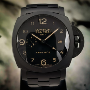 Panerai Luminor 1950 3 Days GMT Tuttonero Ceramica PAM00438 44mm Complete Set + 2 Extra Straps