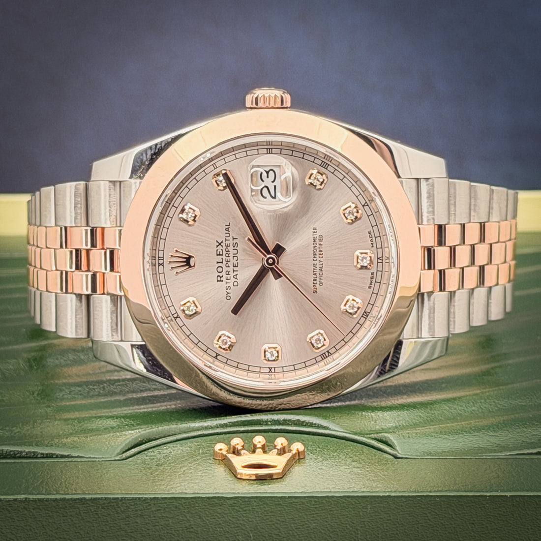 2018 Rolex Datejust 41 126301 18k Everose Gold Rolesor Sundust Diamond Dial Full Set