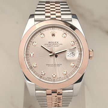 2018 Rolex Datejust 41 126301 18k Everose Gold Rolesor Sundust Diamond Dial Full Set