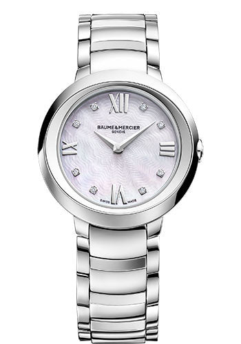 Baume & Mercier Promesse Quartz Watch - Diamond-Set - Mother-of-Pearl - 30 mm Steel Case - Diamond Mother-Of-Pearl Dial - Steel Bracelet