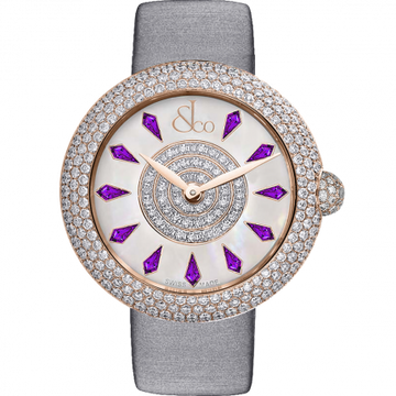 Jacob & Co. Brilliant Half Pave Rose Gold Amethyst Sapphires 38 mm BQ020.40.RH.KH.A