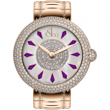 Jacob & Co. Brilliant Half Pave Rose Gold Couture Amethyst Sapphires 38 mm BQ020.40.RH.KH.A40RA