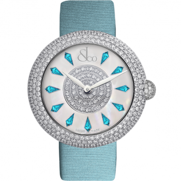Jacob & Co. Brilliant Half Pave Icy Blue Sapphires 44 mm BQ030.10.RH.KG.A