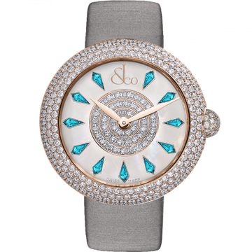 Jacob & Co. Brilliant Half Pave Rose Gold Icy Blue Sapphires 44 mm BQ030.40.RH.KG.A