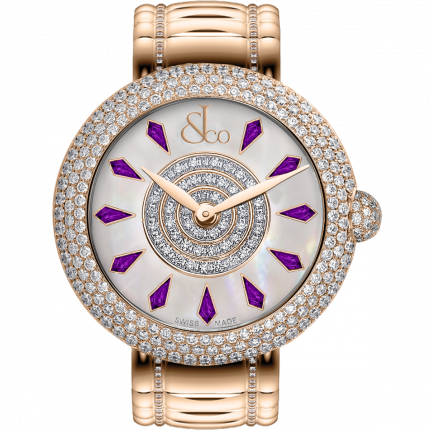 Jacob & Co. Brilliant Half Pave Rose Gold Couture Amethyst Sapphires 44 mm BQ030.40.RH.KH.A40RA