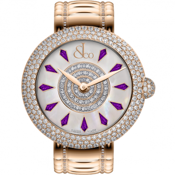 Jacob & Co. Brilliant Half Pave Rose Gold Couture Amethyst Sapphires 44 mm BQ030.40.RH.KH.A40RA
