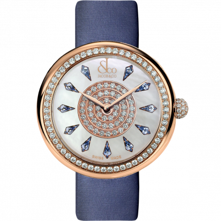 Jacob & Co. Brilliant One Row Rose Gold Blue Sapphires 44 mm BQ030.40.RO.KF.A