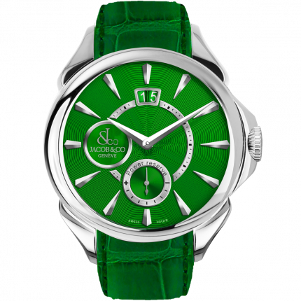 Jacob & Co. Palatial Classic Manual Big Date Steel Green Guilloche Dial 42 mm PC400.10.NS.AE.A