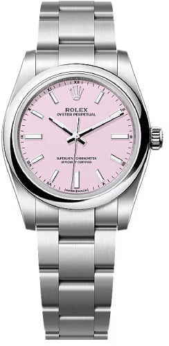 Rolex Oyster Perpetual 34 Candy Pink Dial Oyster Bracelet - 124200 - 2025