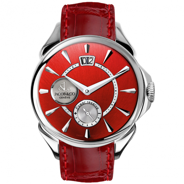 Jacob & Co. Palatial Classic Manual Big Date Red Sunray Dial Steel Case 42 mm PC400.10.NS.NH.A