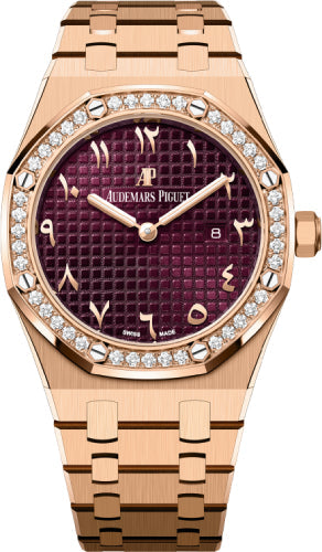 Audemars Piguet Royal Oak 33mm Quartz Rose Gold Diamond Bezel Purple Dial | 67651OR.ZZ.1261OR.06
